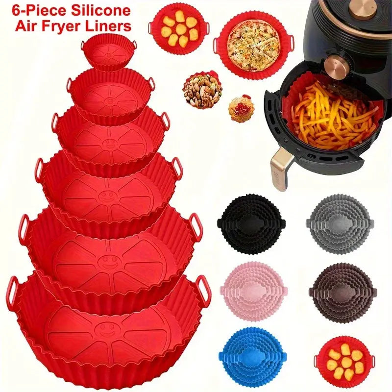 6 Piece Air Fryer Mats Silicone Nonstick Dishwasher Safe Dual Texture For Crispy Steam Cooking At 450F