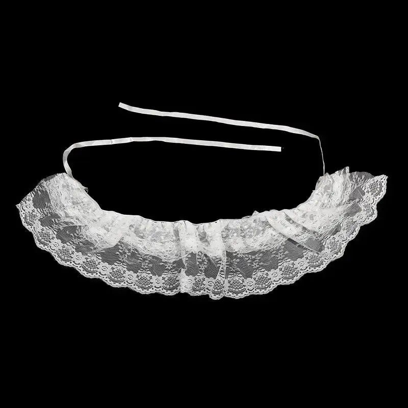 White lace collar with layered ruffles and ribbon tie by Simples Market