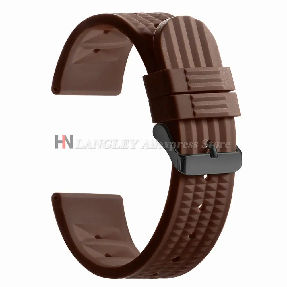 Watchdives Soft Rubber Waffle Strap 20mm 22mm Silicone Diver Watchband For Seiko SKX007 Waterproof