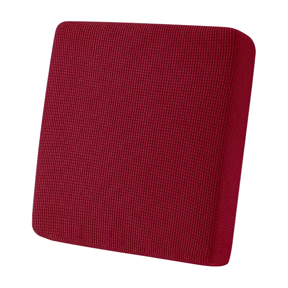 Jacquard patio sofa cushion cover, red waffle-pattern, universal outdoor stretch fit