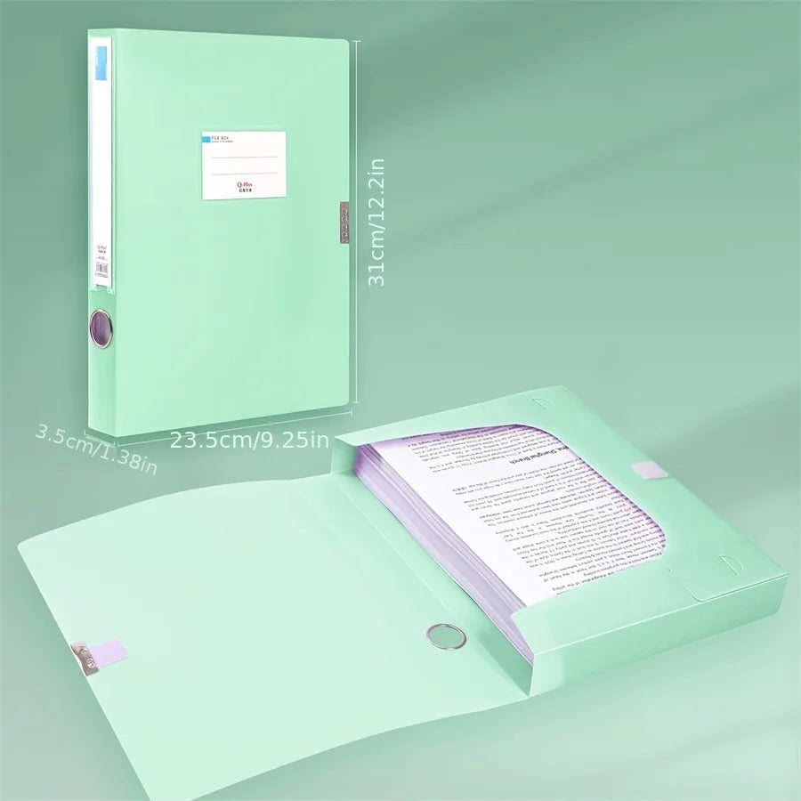 Morandi file box and A4 document folder in mint green; Simples Market plastic and paper organizer