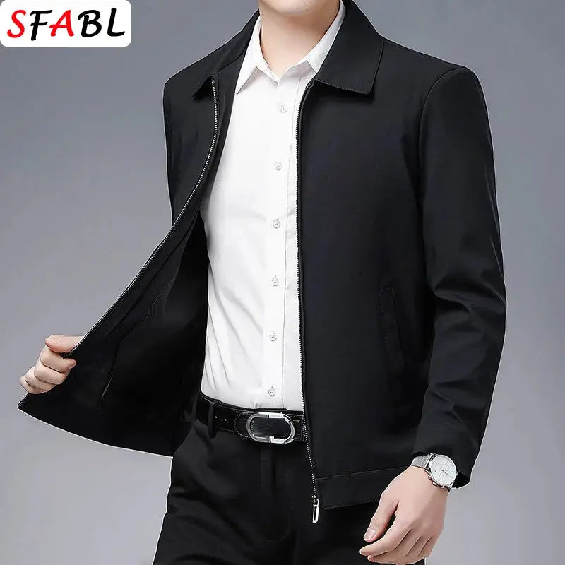 Men's black zippered casual blazer by Simples Market; SFABL logo visible.