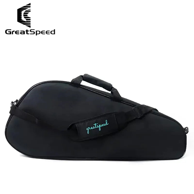 Racket bag black by GreatSpeed with adjustable shoulder strap and carry handle, for tennis or badminton gear