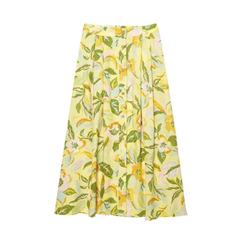 Floral Print Two Piece Set Women Crop Camisole A Line Skirt Beachwear