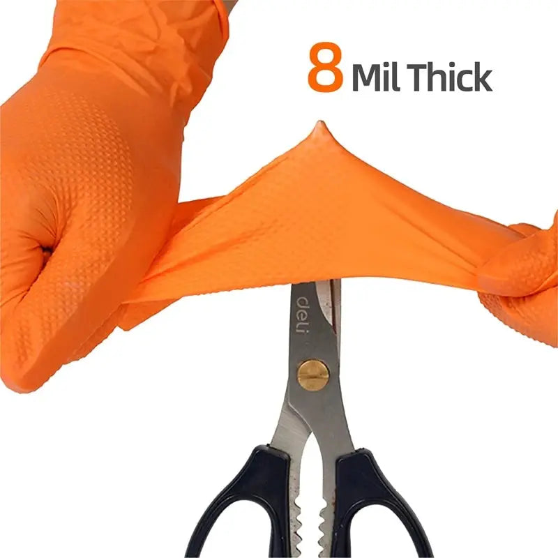 8 Mil Nitrile Gloves Thick Heavy Duty Industrial Disposable Diamond Textured Latex Free Ambidextrous For Mechanics