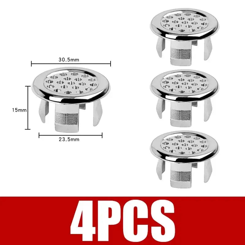 4-pack chrome plastic bathroom sink overflow drain covers with inserts