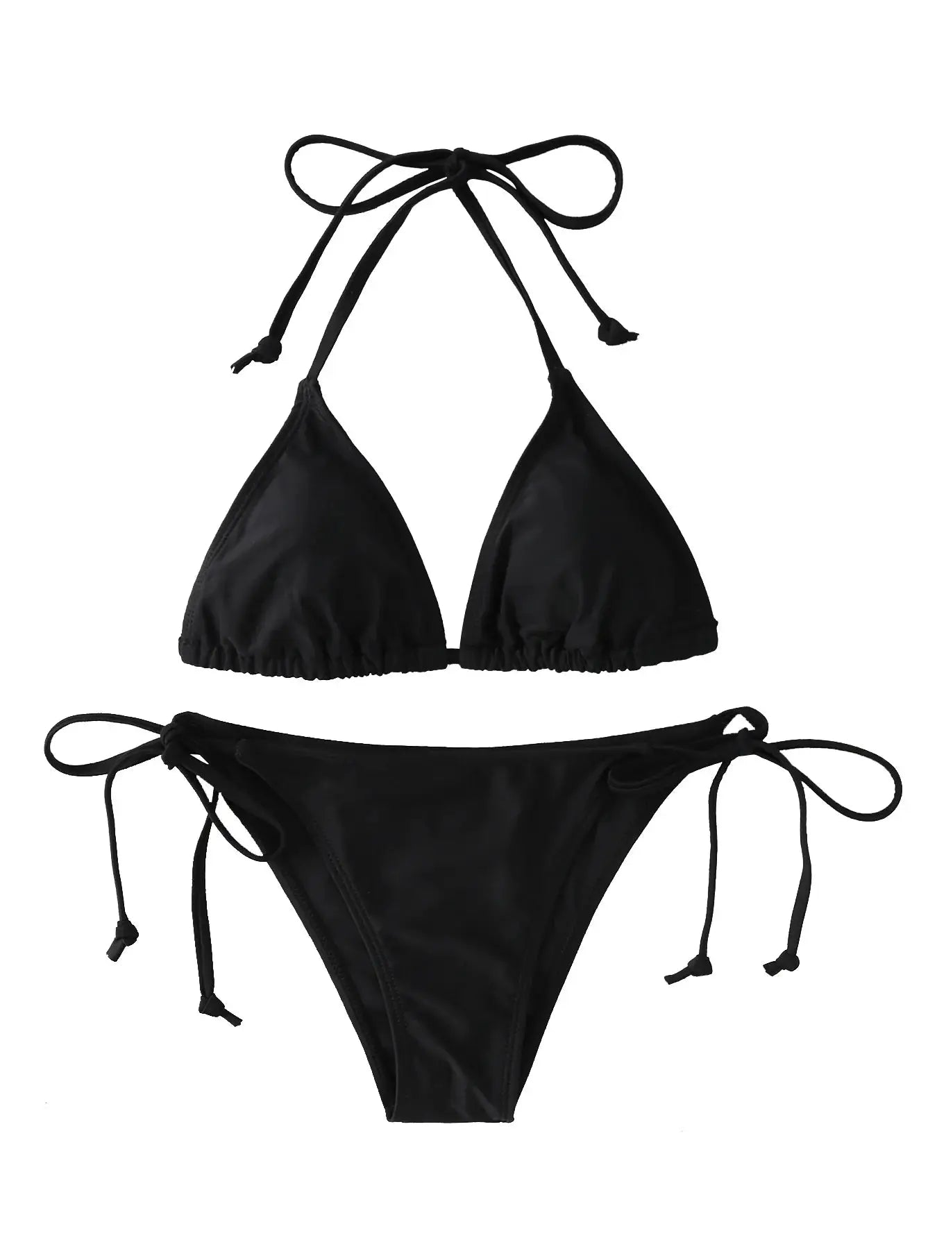 Simples Market 2-piece black triangle bikini set with string-tie top and side-tie bottoms
