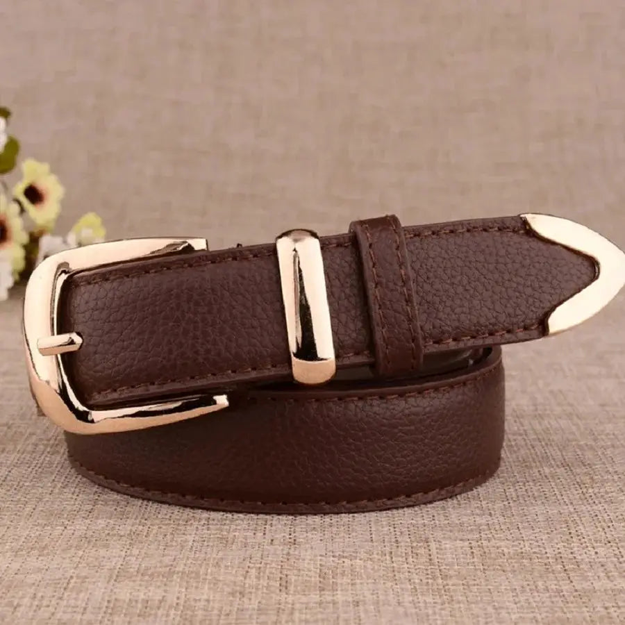 VogueLine PU Leather White Womens Trousers Belt Vintage Pin Buckle for Classic Style and High Quality