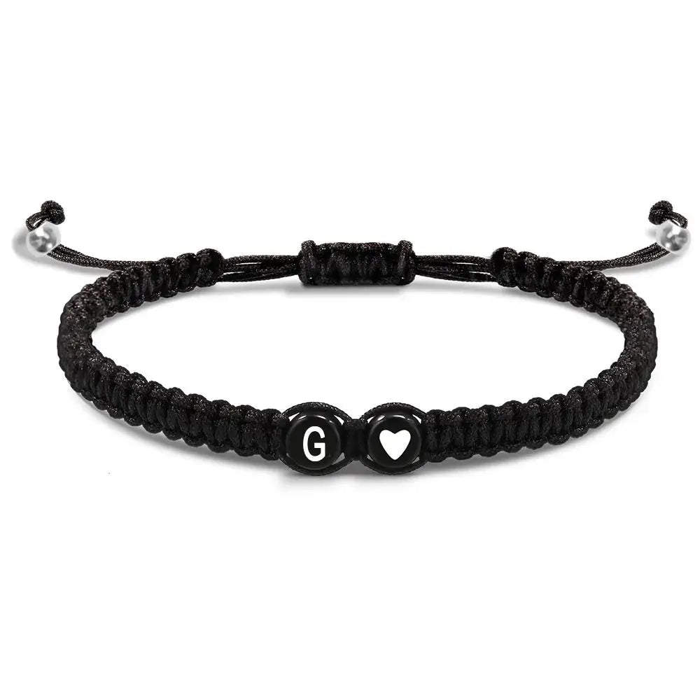 Unisex Initial Heart Bracelet Adjustable Braided Rope Jewelry A To Z Letters Personalized Name Gift For Women Men