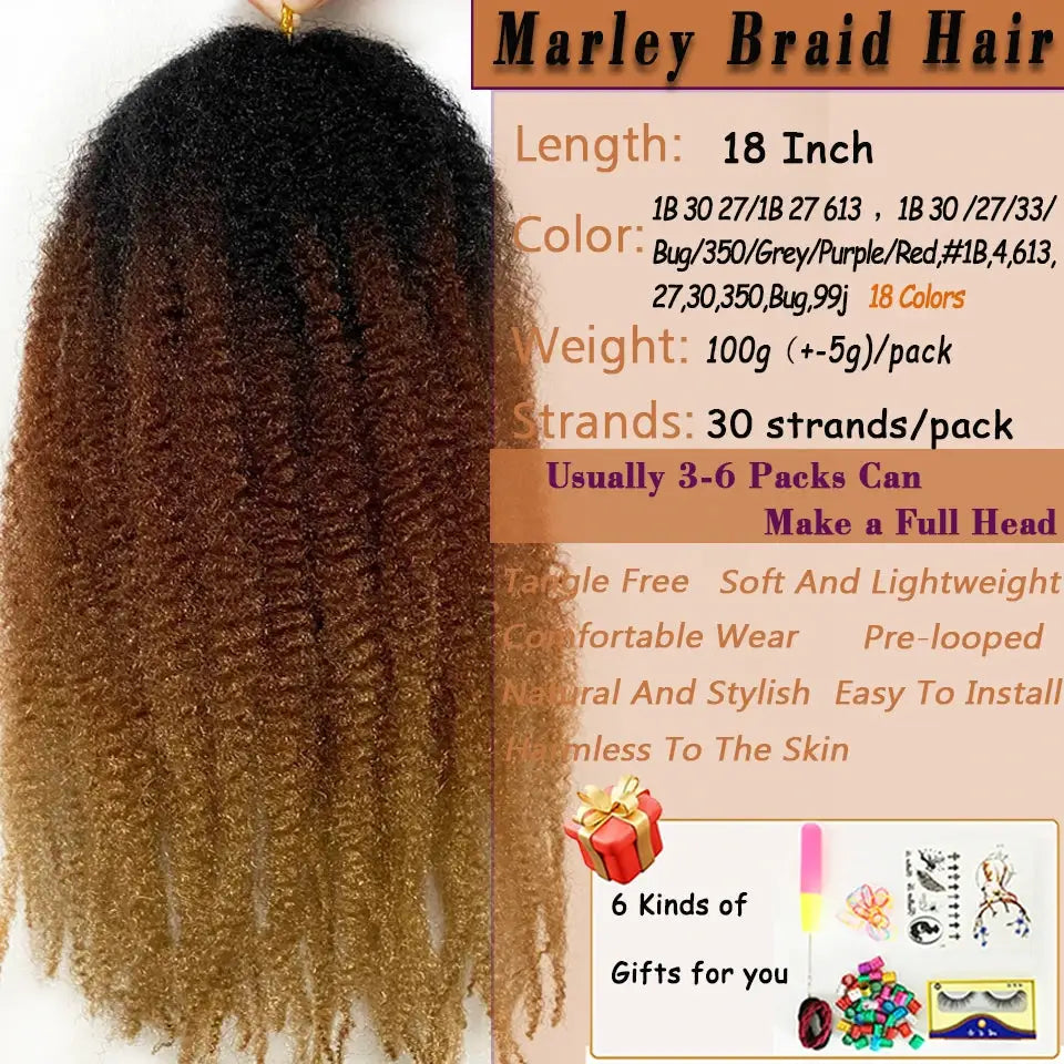 Simples Market Marley Hair 18 Inch synthetic braiding hair, ombre black brown blonde
