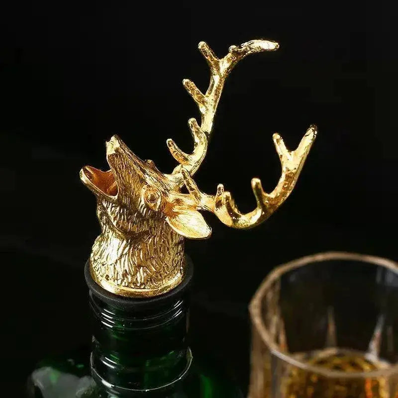 Golden Deer Head Bottle Oiler With Cork Stopper For Wine And Olive Oil Dispenser