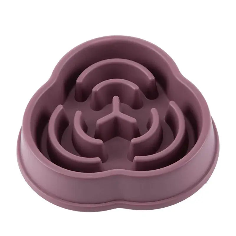 Pet slow-feeder bowl by Simples Market, purple silicone with non-slip base and interlocking inner ridges