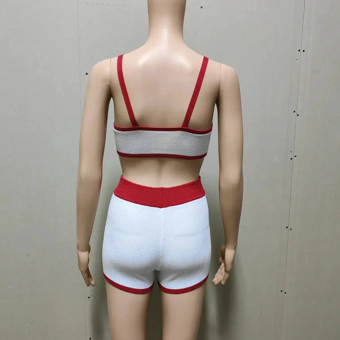Tossy Summer Contrast Knit Halter Top And Short Trousers Set Y2K Women
