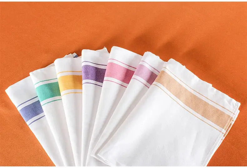 European kitchen towel placemat set of 6 thickened cotton cup cloths with colored striped borders