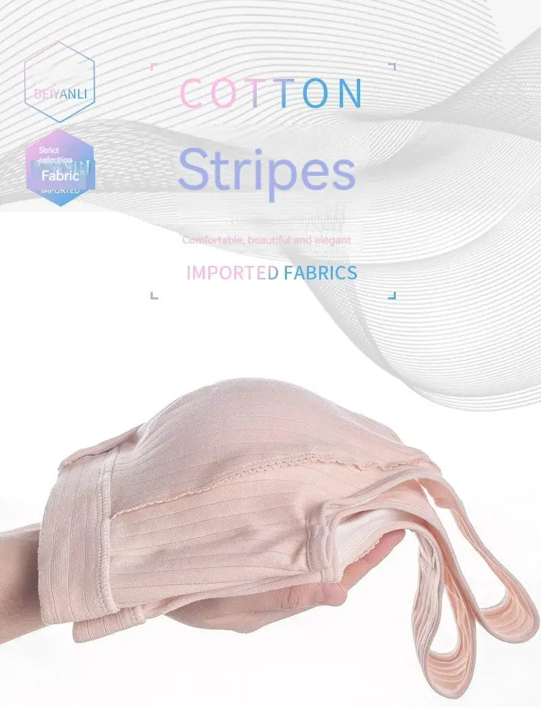 Women's pink cotton front-buckle vest-style bra, lightweight and comfortable underwear