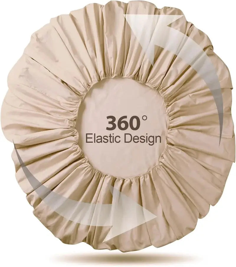 Simples Market Egyptian cotton fitted sheet in beige with 360° elastic design, 800TC