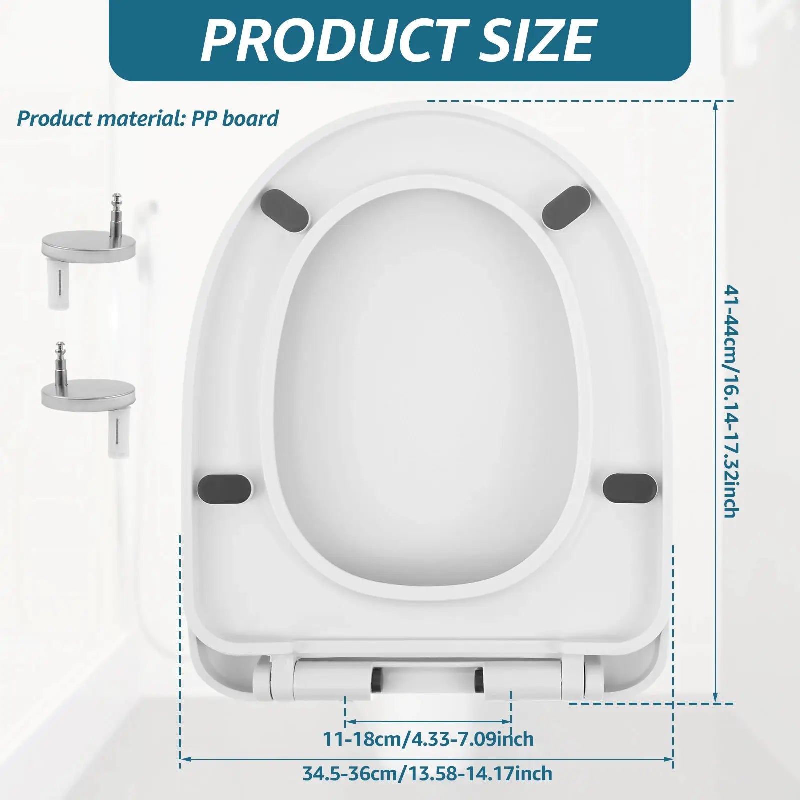 Toilet seat by Simples Market, UV-shaped, slow-close lid, white, universal 34.5-36 cm