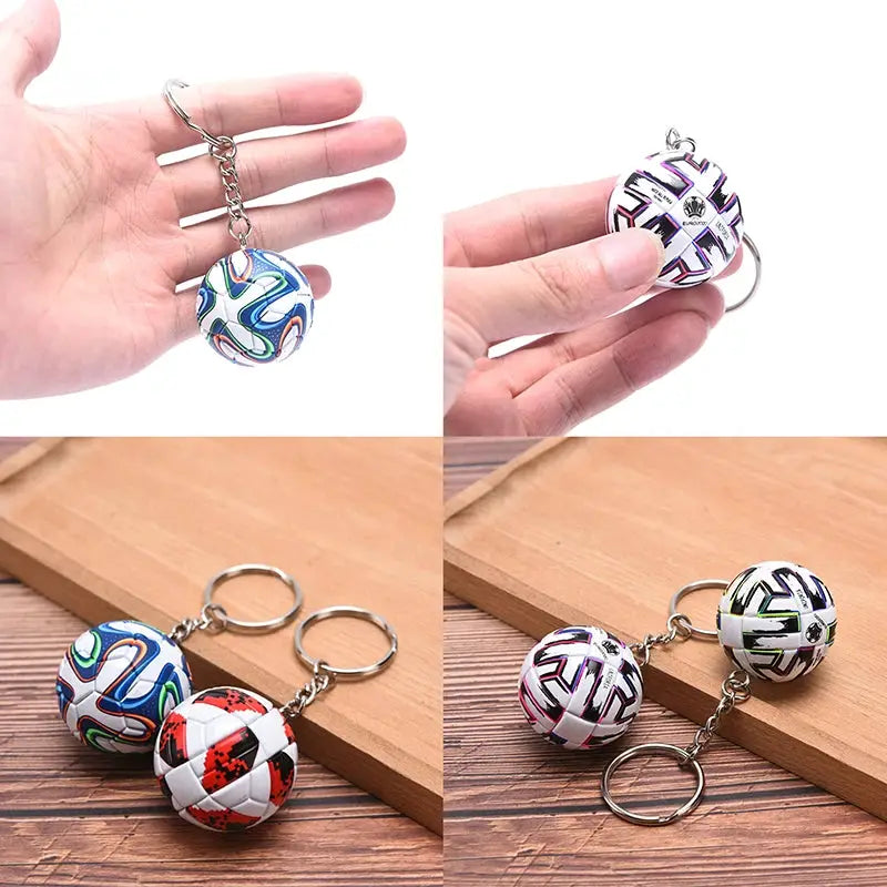 PU Leather 3D Soccer Football Keychain For Men Women Bag Pendant Gift