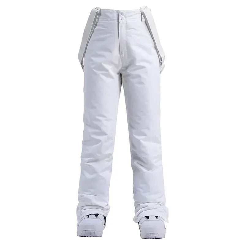 Women Winter Skiing Pants Warm Thick Windproof Waterproof Snowboard Suspender Trousers Plus Size
