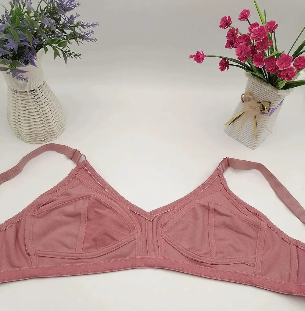 Simples Market plus-size pink bra for women, seamless non-padded full-cup, sizes 36–50 C–E