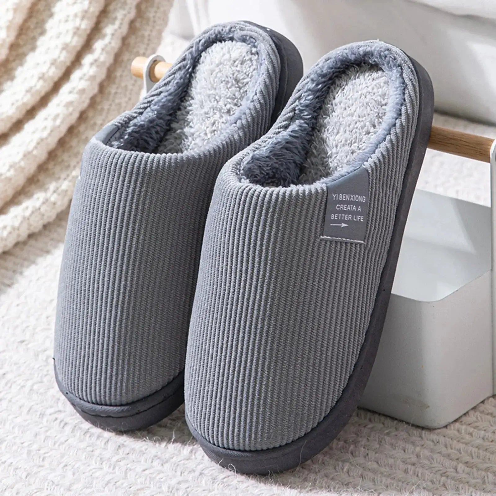 CozyNest Unisex Indoor Slippers Thick Soft Bottom Plush Thermal Non Slip Comfort For Winter