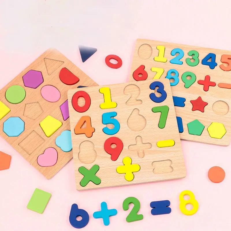 Montessori Wooden Puzzle For Kids Alphabet Arithmetic Numbers And Geometric Shapes Educational Toy