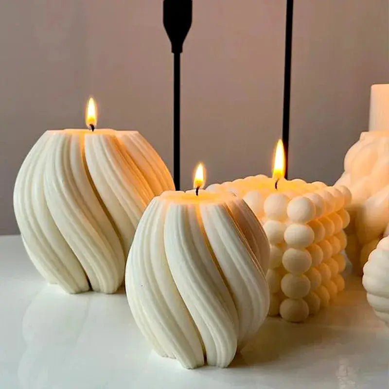 3D Rotating Pillar Candle Mold Geometric Wave Silicone Mold For DIY Candles Soap Resin Gypsum Crafts - Simples Market
