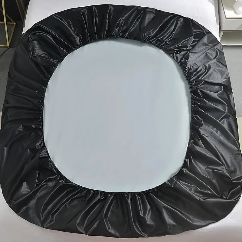 1pc waterproof fitted bed sheet with elastic edge, black anti-slip mattress cover by Simples Market