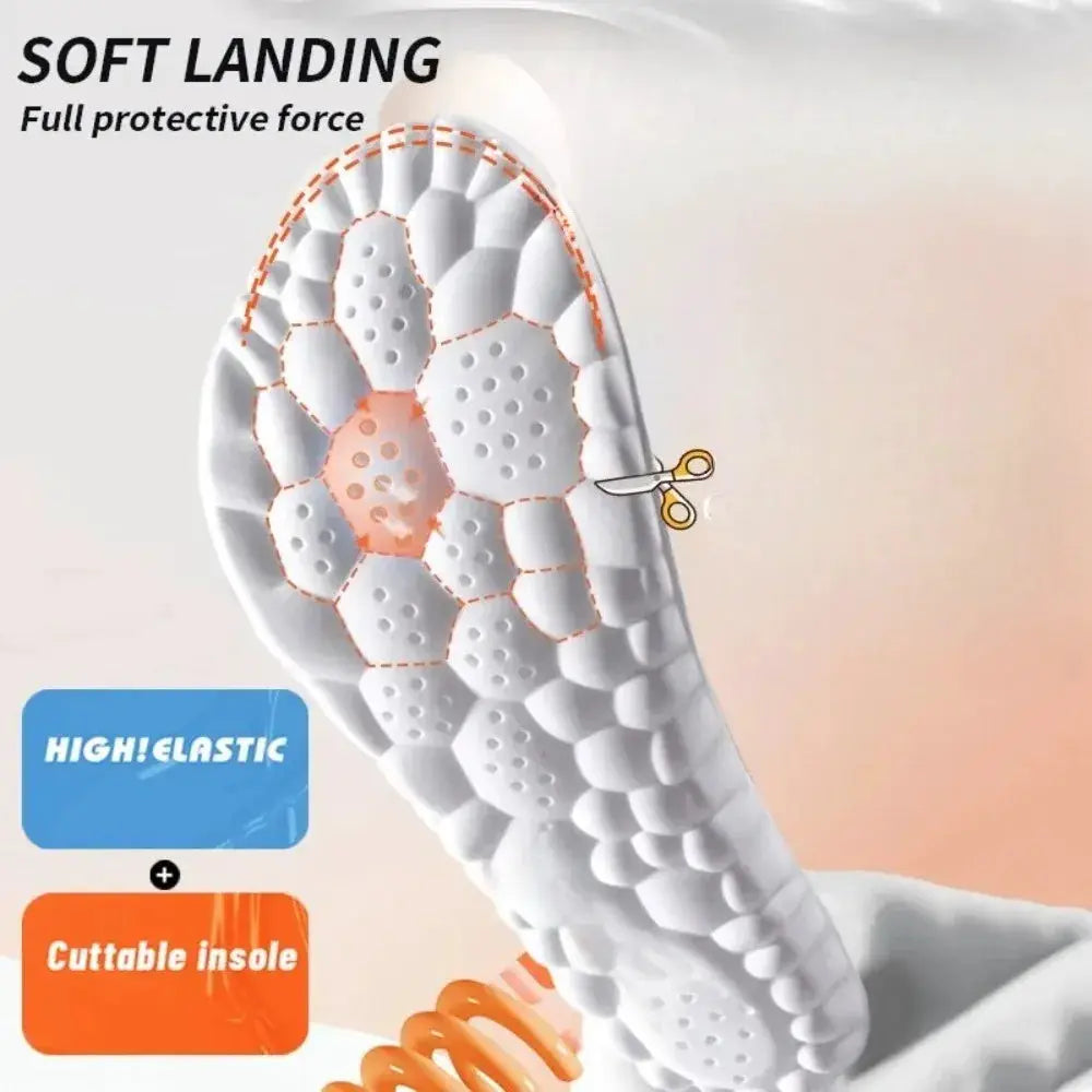 4D Elastic Shock Absorption Insoles For Running And Sports Breathable Bamboo Anti Bacterial Odor Control Universal Fit