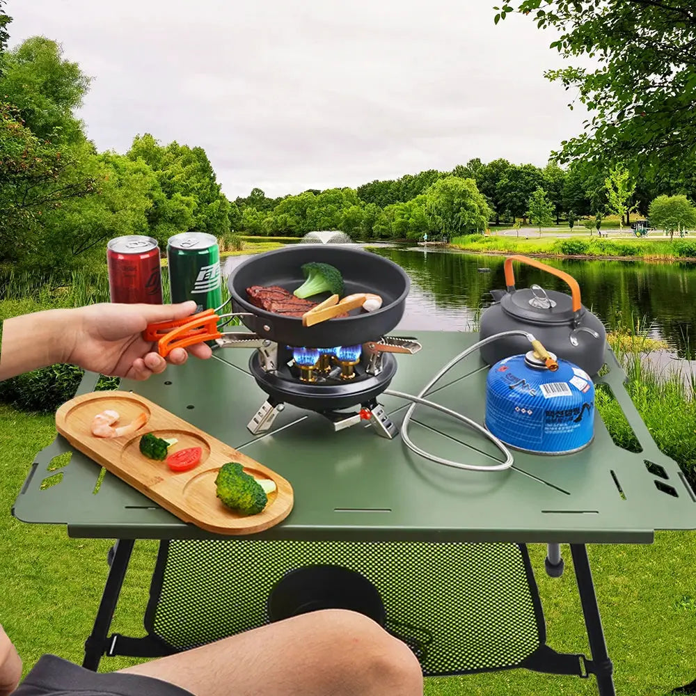 Camping Gas Stove High Pressure 16000W Hiking Burner with Piezo Ignition BRS201 Windshield Butane Stove for Travel