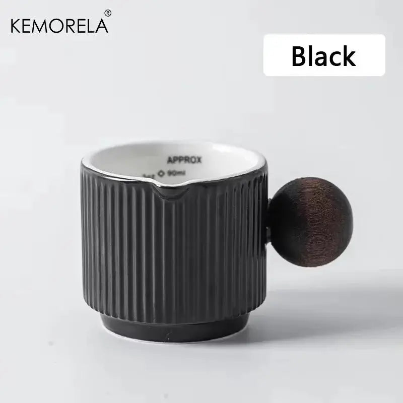Kemorela 3oz 90ml Ceramic Measuring Cup Espresso Extraction Cup For Milk Frothing With Scale Kitchen Tools