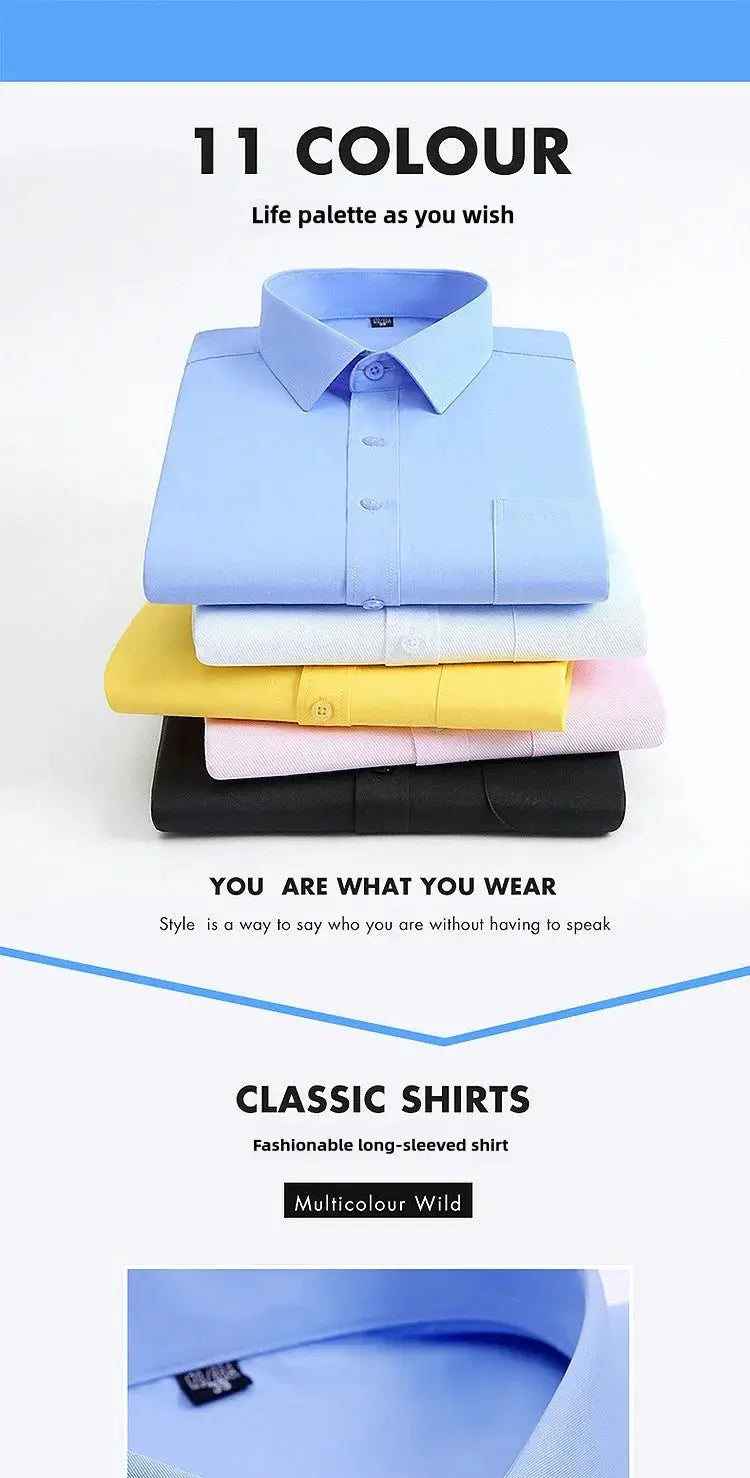 Men's long-sleeve dress shirt set, Simples Market, six shirts in assorted colors (blue top)