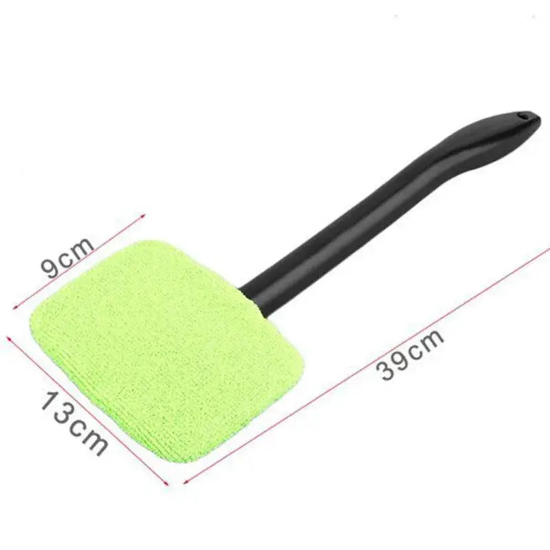Car window cleaning brush with neon lime sponge and black handle