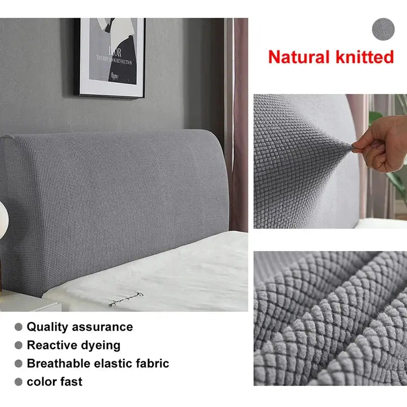 Bed headboard cover, Grey elastic thickened polar fleece, by Simples Market.