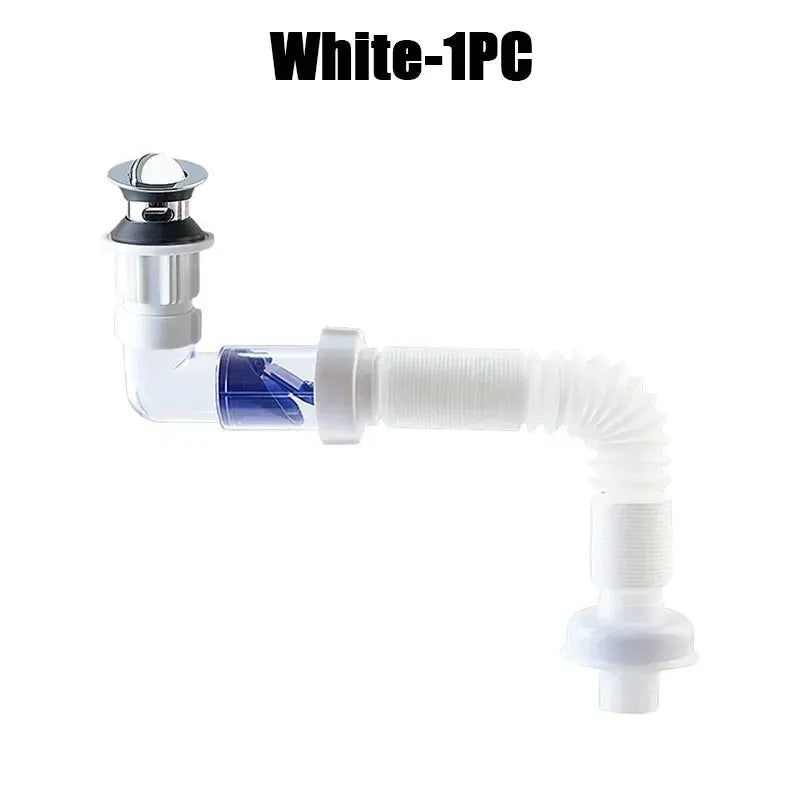 Simples Market white kitchen sink drain hose with P-trap and flexible corrugated section