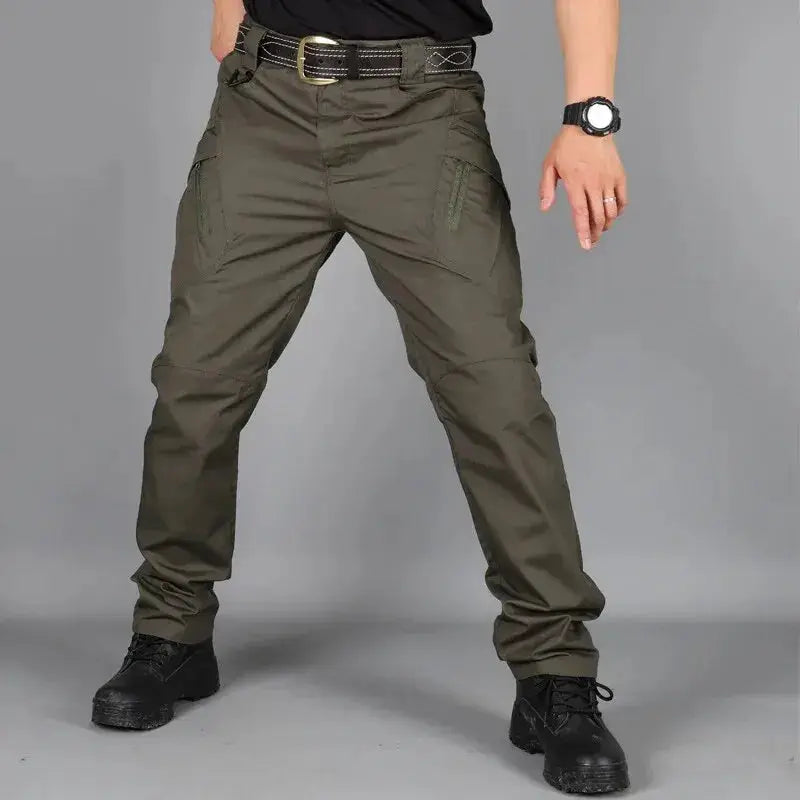 Military tactical cargo pants for men in olive green, waterproof wear-resistant multi-pocket trousers by Simples Market