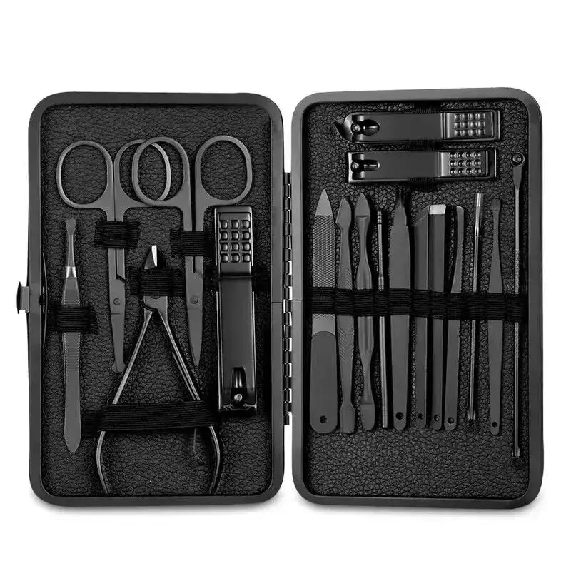 Stainless Steel Nail Clipper Set with Case Angled Nail Clippers Pedicure Tools Ear Pick Scoop and Dead Skin Remover