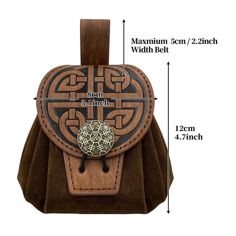 SteampunkForge Medieval Punk PU Leather Drawstring Fanny Pack For Men Cosplay Waist Bag