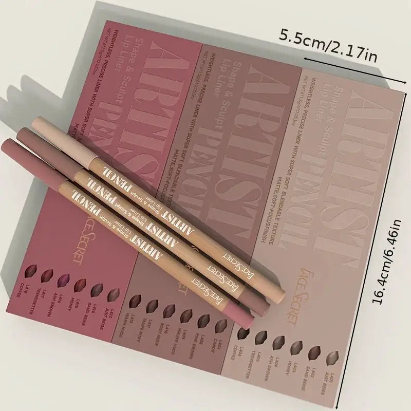 Velvet Matte Lip Liner Pencils Set Of Six Long Lasting Waterproof Non Drying For Precise Lip Definition