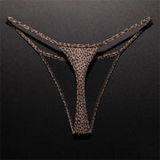 Leopard print high-slit thong by Simples Market, ice silk seamless G-string for women