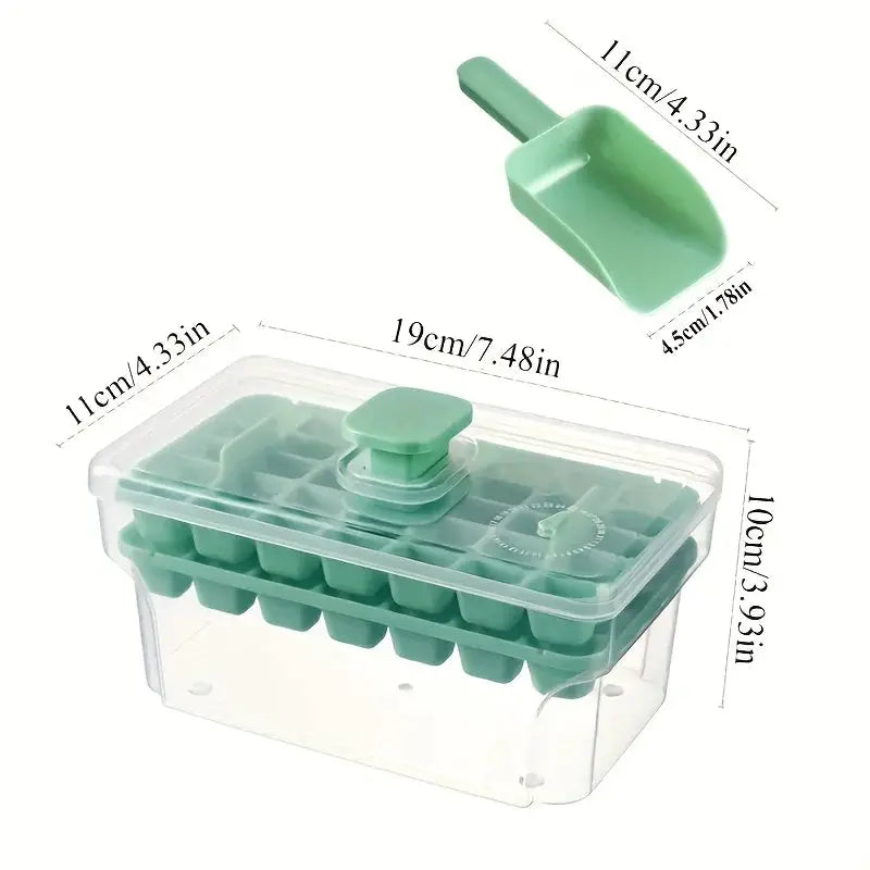 Ice Tray Set With Freezer Bin And Lid For 68 Ice Cubes Easy Press To Release Ice