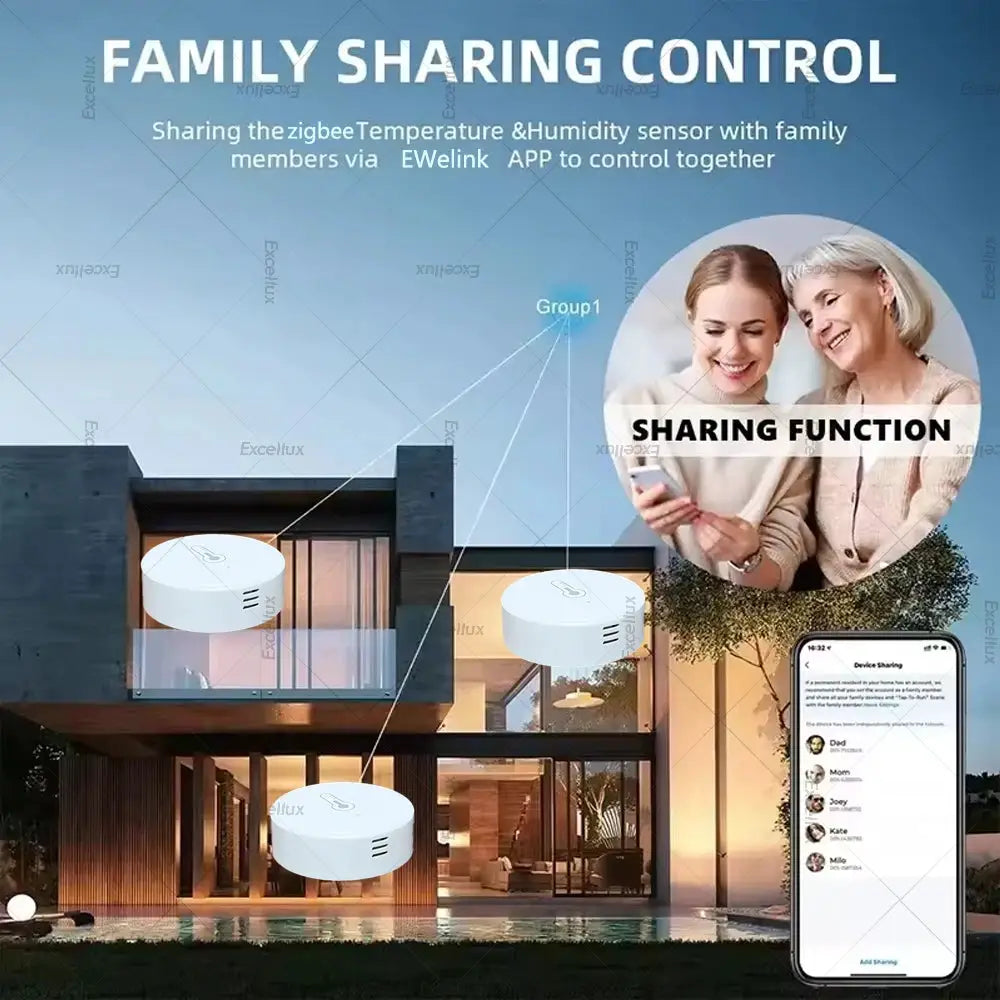 EWeLink Zigbee temperature humidity sensor by Simples Market, white, app-controlled thermometer for home automation