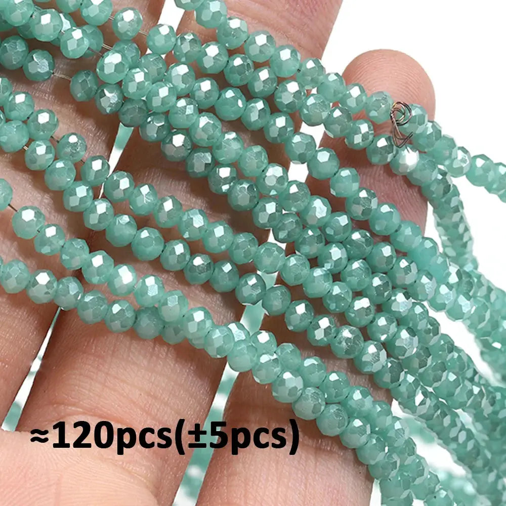 Crystal glass rondelle beads, 4mm faceted turquoise, 120 pc pack by Simples Market
