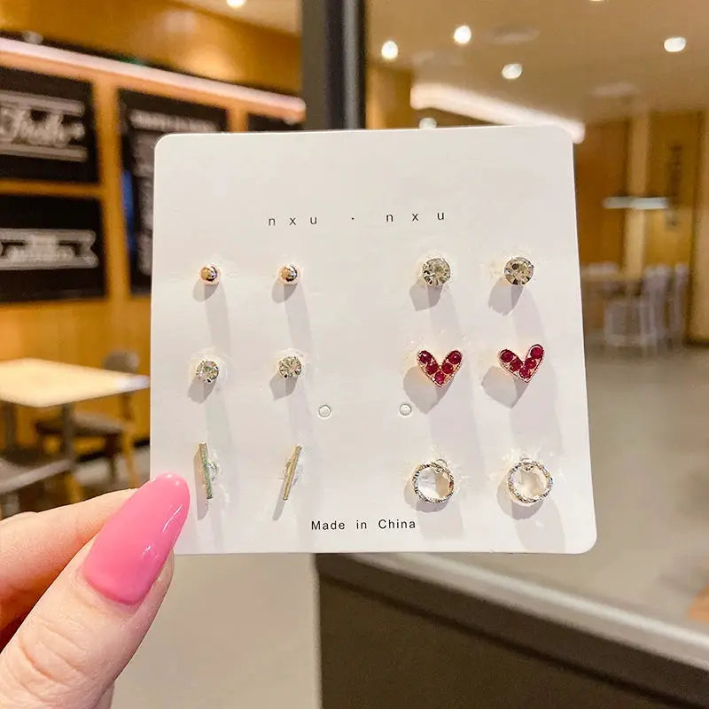 New S925 Silver Needle Stud Earrings Set For Women Girls Simple Cute Exquisite Mini Jewelry Gift Wholesale Direct Sales