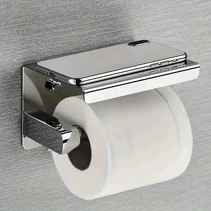 Stainless steel wall-mount toilet paper holder with chrome finish by Simples Market