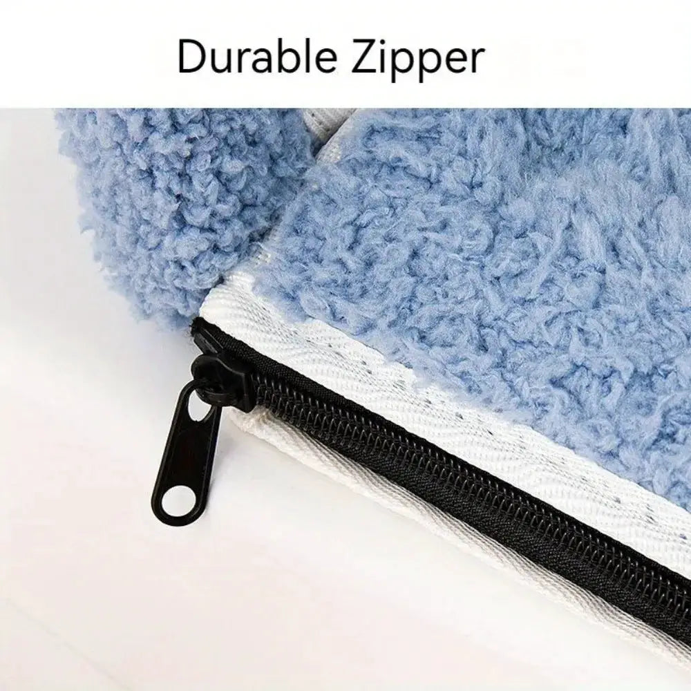Simples Market toilet seat cushion set in blue plush with a durable black zipper