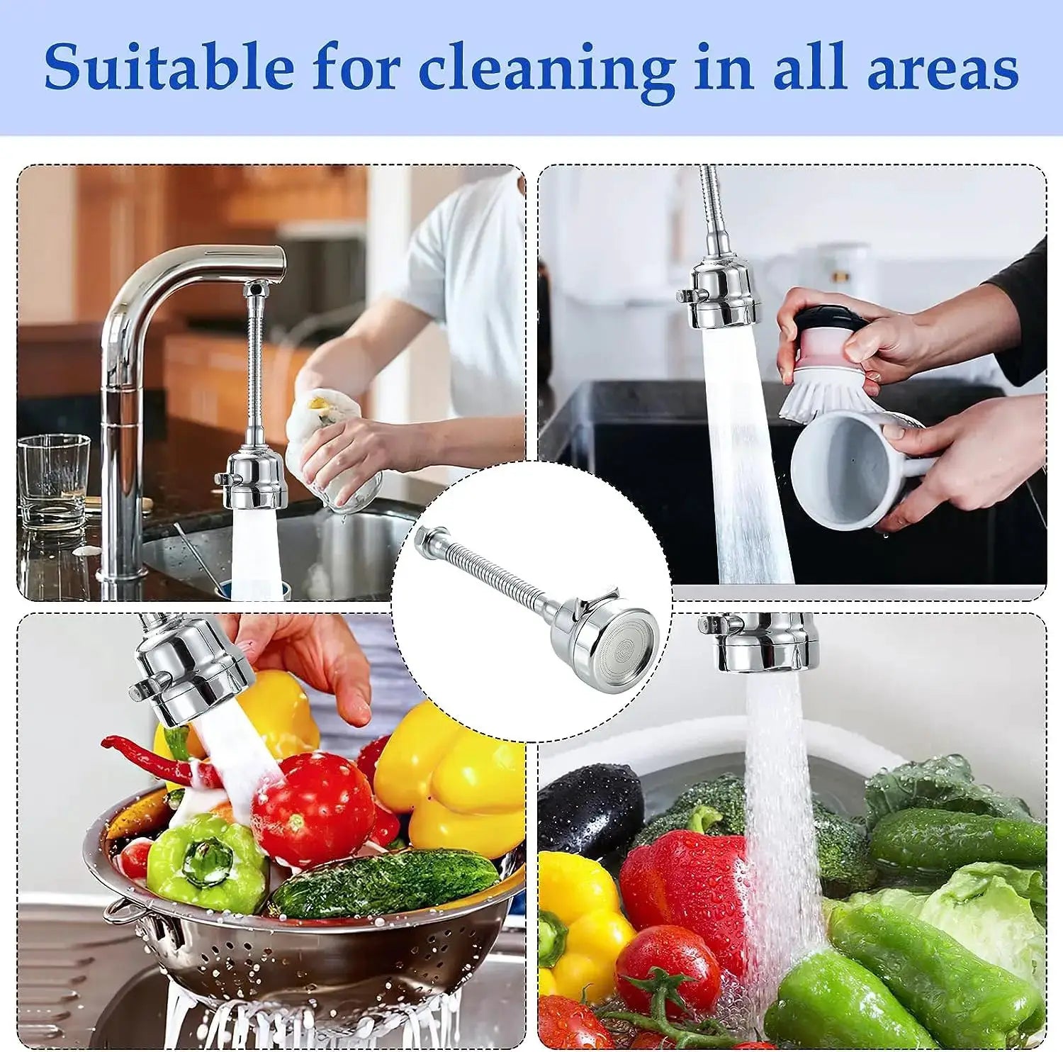 Universal kitchen faucet adapter by Simples Market, chrome finish, 2/3 modes, 360-degree rotation