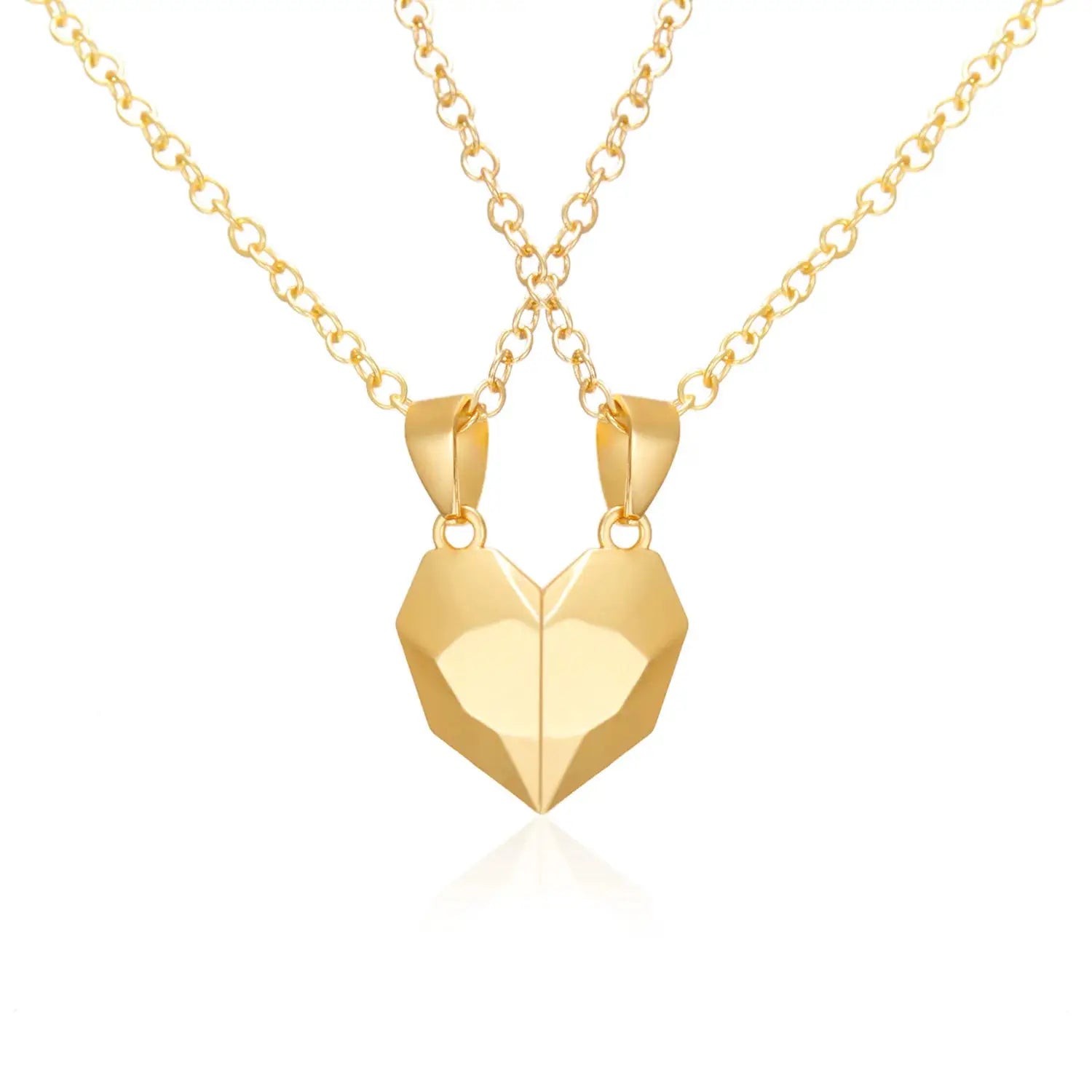 Couple Magnetic Heart Pendant Necklace Electrocardiogram Design Interlocking Hearts Valentines Gift