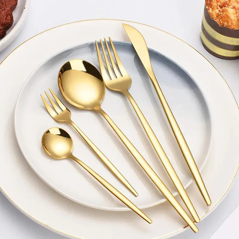 Stainless Steel Cutlery Set 5-Piece Or 30-Piece Includes Steak Forks Dessert Spoons Fruit Forks For Banquet Guests
