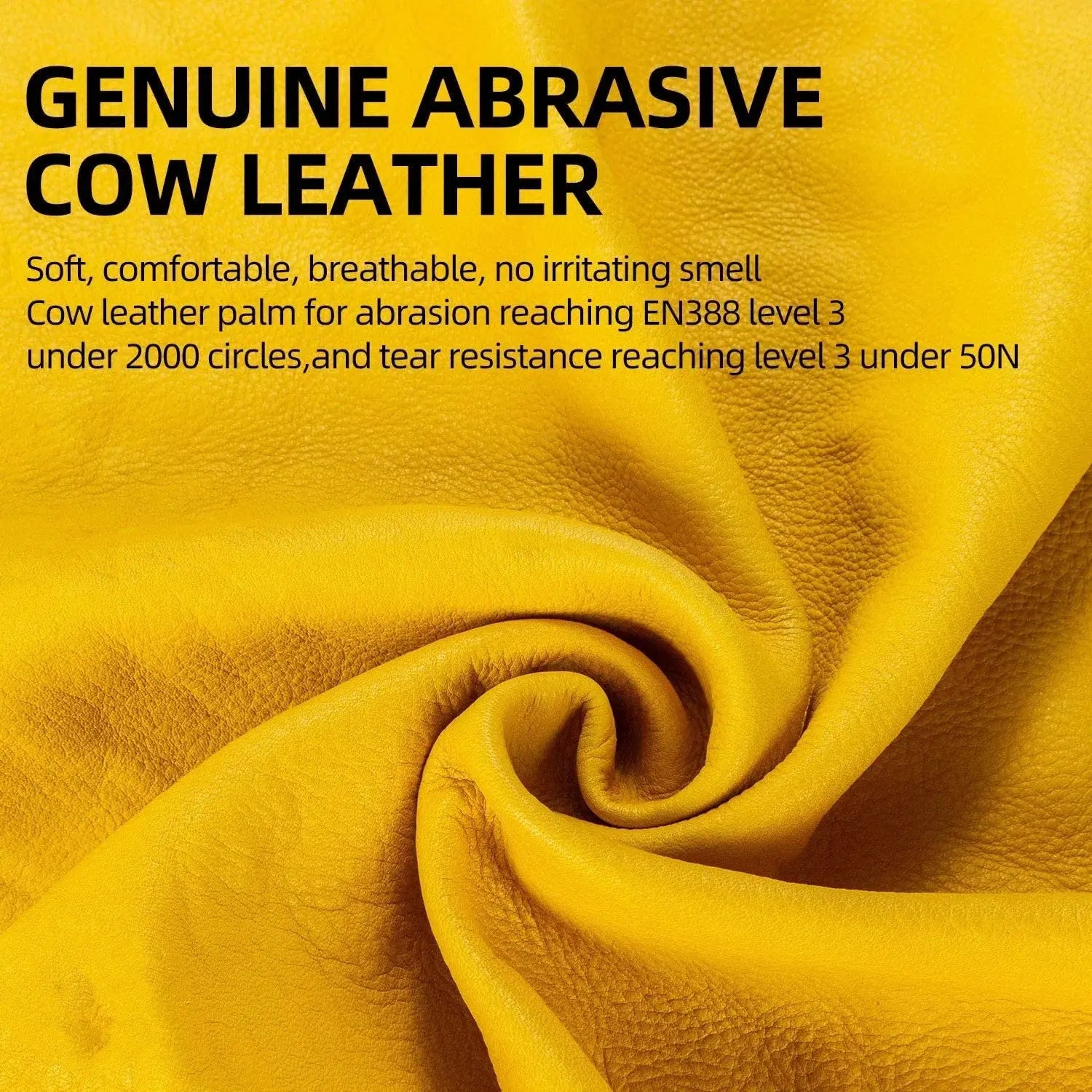 Durable Cowhide Leather Work Gloves With Stretchable Knit Wrist And Canvas Backing For Industrial Construction